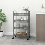 Vidaxl chariot de cuisine a 4 niveaux gris 46x26x85 cm fer