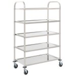 Vidaxl chariot de cuisine a 5 niveaux 107x55x147 cm acier inoxydable
