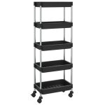 Vidaxl chariot de cuisine 5 niveaux noir 42x29x128 cm fer et abs
