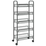 Vidaxl chariot de cuisine a 5 niveaux noir 46x26x105 cm fer