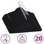 Vidaxl cintres antidrapants 20 pcs noir velours