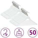 Vidaxl cintres antidérapants 50 pcs blanc bois dur Vidaxl cintres antidérapants 50 pcs blanc bois dur