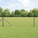 Vidaxl cl�ture euro avec 13 poteaux a pic 0. 4x25 m en acier galvanis� gris