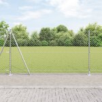 Vidaxl cl�ture en cha�ne avec 13 poteaux a bride 1, 2 x 25 m acier galvanis�