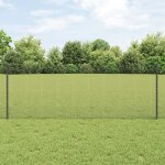 Vidaxl cl�ture en fil soud� avec 11 poteaux u gris 0. 8x25 m acier