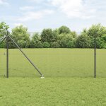 Vidaxl cl�ture en fil soud� avec 13 pieux a pointe gris 1x50 m acier