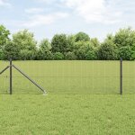Vidaxl cl�ture en fil soud� avec 13 piquets en acier gris 0. 5x100 m