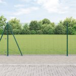 Vidaxl cl�ture en fil soud� avec 13 poteaux flanqu�s verts 1, 2x25 m en acier