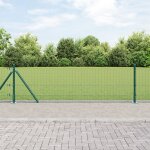 Vidaxl clôture en fil soudé avec 13 poteaux a panneaux flanqués vert 0. 5x25 m acier Vidaxl clôture en fil soudé avec 13 poteaux a panneaux flanqués vert 0. 5x25 m acier