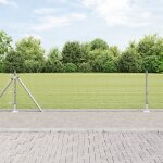 Vidaxl clture en fil soud avec 13 poteaux a rebord 0. 4x50 m en acier galvanis