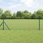 Vidaxl cl�ture en fil soud� avec 13 poteaux verts 0. 6x50 m en acier