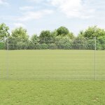 Vidaxl cl�ture en fil soud� avec 22 poteaux u argent 1. 5x25 m acier