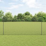Vidaxl cl�ture en fil soud� avec 22 poteaux u gris 1. 4x25 m acier