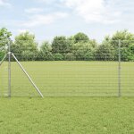 Vidaxl cl�ture en fil soud� avec 7 poteaux 1, 4x10 m en acier galvanis�