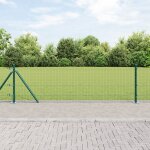 Vidaxl cl�ture en fil soud� avec 7 poteaux a bride verts 0. 6x10 m en acier
