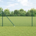 Vidaxl cl�ture en fil soud� avec 7 poteaux a piquet verts de 1, 4x10 m en acier