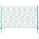 Vidaxl cl�ture en grillage m�tallique avec poteaux acier 25x1, 5 m vert