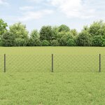 Vidaxl cl�ture en maillons de cha�ne avec 10 poteaux en u gris 0. 4x10 m acier