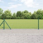 Vidaxl cl�ture en maillons de cha�ne avec 13 poteaux a bride 0, 6x25 m en acier galvanis�