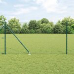 Vidaxl cl�ture avec poteaux vert 1. 4 x 25 m acier recouvert de pvc