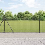 Vidaxl cl�ture en treillis soud� avec 7 poteaux a bride gris 0, 8x10 m en acier