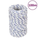 Vidaxl corde de bateau blanc 2 mm 100 m polypropylne