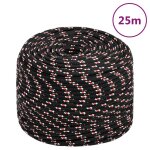 Vidaxl corde de bateau noir 8 mm 25 m polypropylne
