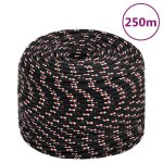 Vidaxl corde de bateau noir 8 mm 250 m polypropylne