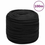 Vidaxl corde de bateau noir complet 8 mm 100 m polypropylne