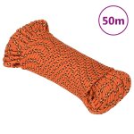 Vidaxl corde de bateau orange 5 mm 50 m polypropylne