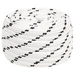 Vidaxl corde de bateau tress blanc 16 mmx50 m polyester