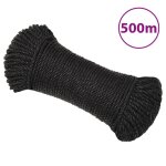 Vidaxl corde de travail noir 3 mm 500 m polypropylne