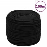 Vidaxl corde de travail noir 6 mm 100 m polyester
