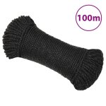 Vidaxl corde de travail noir 8 mm 100 m polypropylène Vidaxl corde de travail noir 8 mm 100 m polypropylène