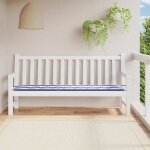 Vidaxl coussin de banc de jardin rayures bleues et blanches 200x50x4cm