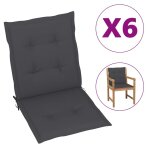 Vidaxl coussins de chaise de jardin 6 pcs anthracite 100x50x3 cm