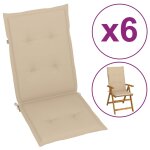 Vidaxl coussins de chaise de jardin 6 pcs beige 120x50x3 cm