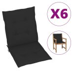 Vidaxl coussins de chaise de jardin 6 pcs noir 100x50x3 cm