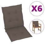 Vidaxl coussins de chaise de jardin 6 pcs taupe 100x50x3 cm