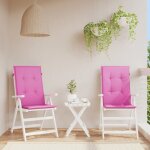 Vidaxl coussins de chaise de jardin a dossier haut lot de 2 rose tissu