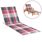 Vidaxl coussin de chaise longue carreaux rouges 200x50x3 cm tissu