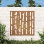 Vidaxl dcoration murale jardin 55x55 cm acier corten design bambou