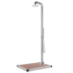 Vidaxl douche de jardin avec base marron 230 cm acier inoxydable