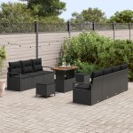 Vidaxl ensemble de 10 pi�ces de salon de jardin avec coussins noir poly rattan acacia, vidaxl sofa de ...
