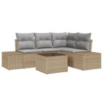 Vidaxl ensemble de 5 pi�ces de canap�s de jardin avec coussins noirs en rotin synth�tique