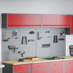 Vidaxl ensemble de 6 pi�ces pour armoire � outils et panneau perfor� mont� au mur en m�tal rouge