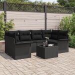Vidaxl ensemble de 7 pices de canaps de jardin avec coussins noir en rotin synthtique