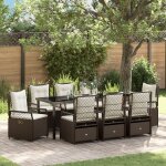 Vidaxl ensemble de 9 chaises de jardin marron rattan poly