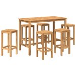 Vidaxl ensemble de bar ext�rieur 7 pcs non trait� bois de teck massif