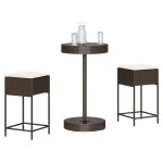 Vidaxl ensemble de bar de jardin 3 pcs et coussins brun r�sine tress�e